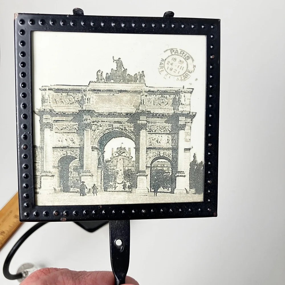 Wall Hooks Paris Eiffel Tower Arc de Triomphe Set of 2 Black Vintage Unbranded